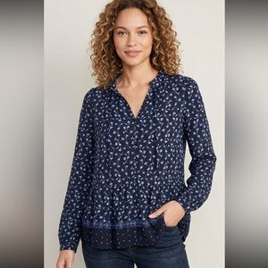 LOFT Blue Patterned Blouse
